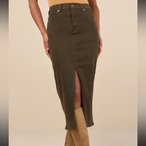 Lulus Dresses & Skirts - Lulus Army Green Denim Skirt